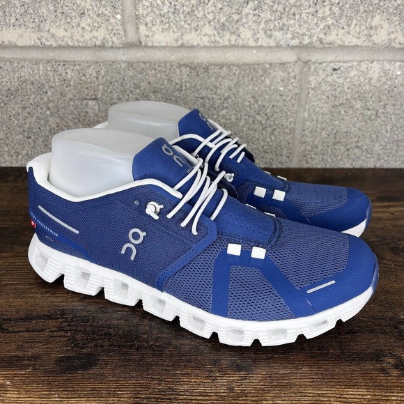 On Running Shoes - On Cloud 5 Cloudtec Women's Denim Blue White Running Shoes Sneakers Size 8.5